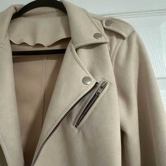 Unbranded Women’s Faux Suede Moto Jacket Nude Size Small - Picture 3 of 6